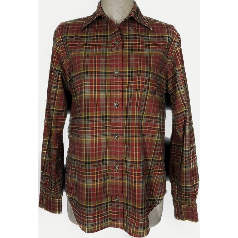 Lauren Ralph Lauren LRL Red Plaid Shirt Monogrammed Size Petite Medium